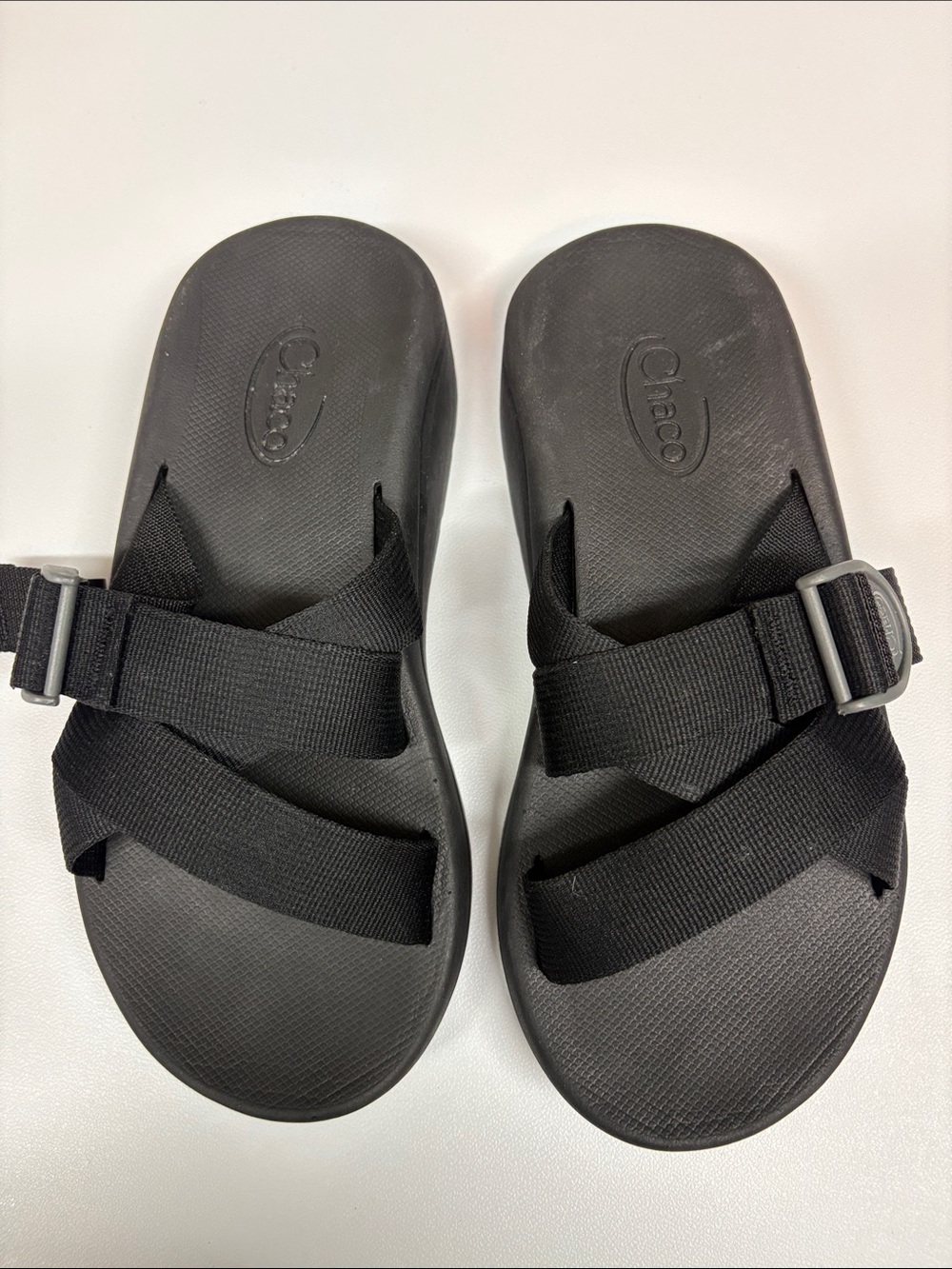 Chaco Men’s 7/40 Black Cross-Strap Slide Sandals